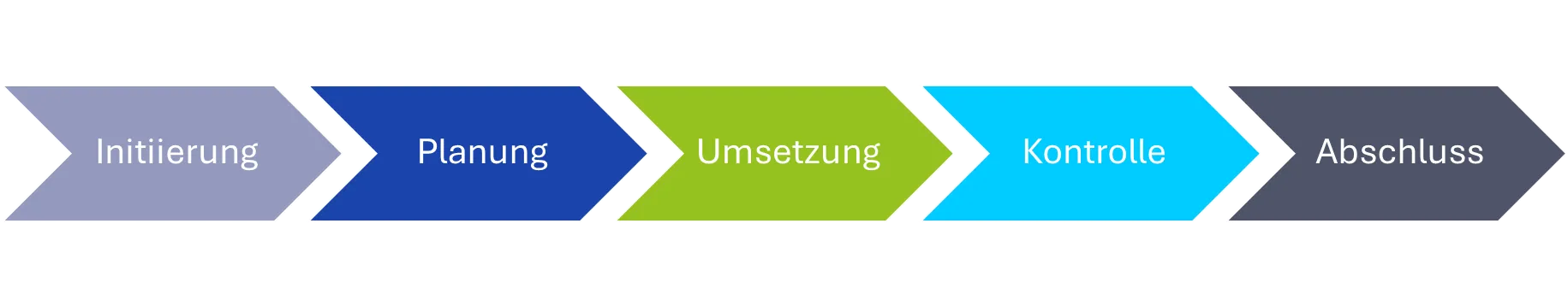 Fünf Phasen des Projektlebenszyklus