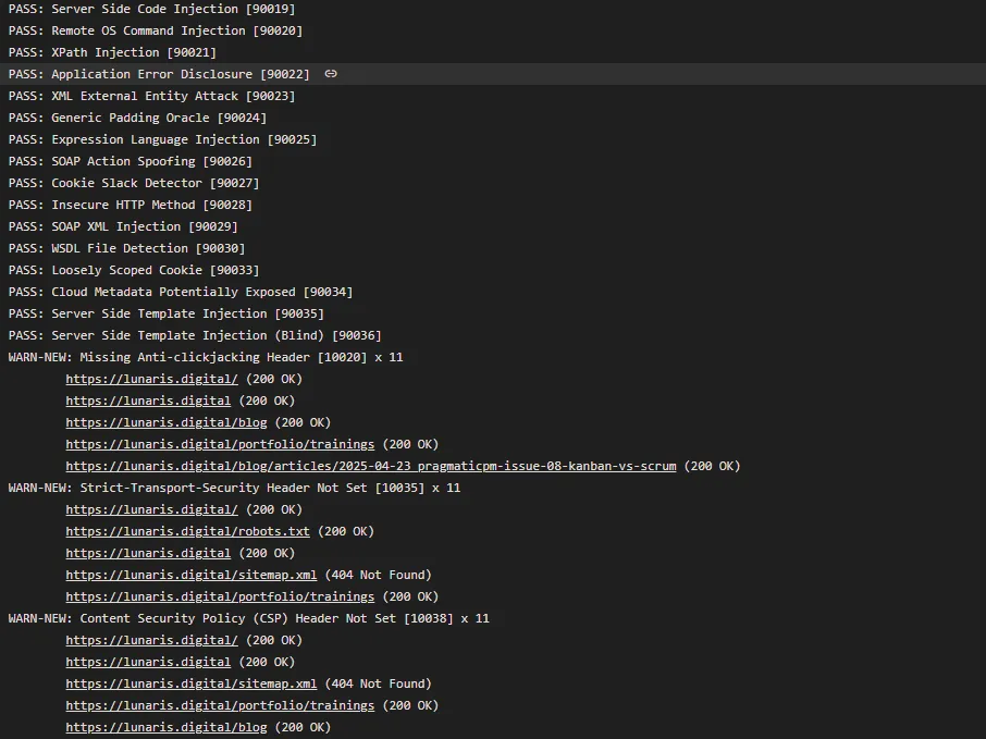 OWASP ZAP Ergebnis als Artefakt